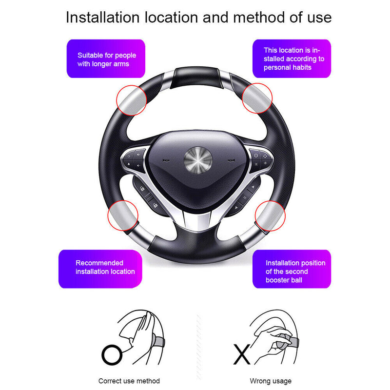 Spinner Knob Black Booster Universal Fit Steering Wheel Metal Bearing Turning