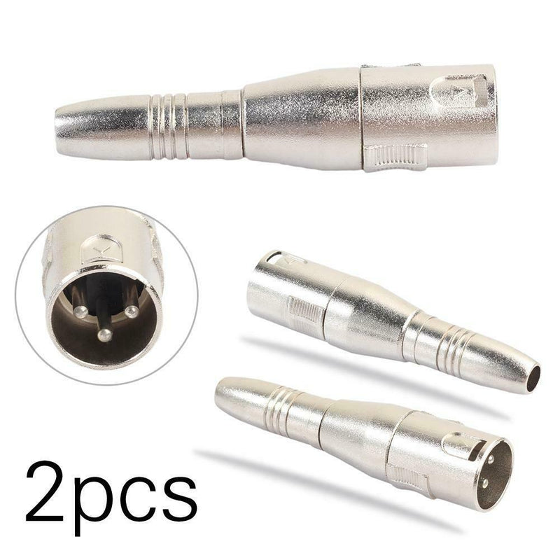 2pcs 3Pin XLR Male to 1/4in 6.35mm Female Jack Audio Cable Mic Cord Adapter