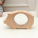 Wooden Piggy Bank Transparent Money Coins Storage Box Animal Shaped Glass P
