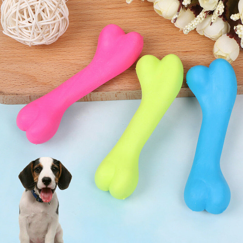 Pet dog puppy cat rubber dental teeth chew bone play training fetch fun toys  JR