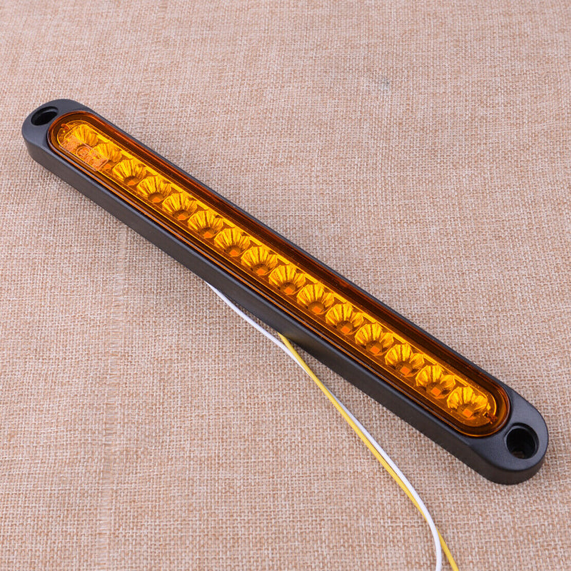 2Pcs Trailer Truck RV 15-LED 9.8" Amber Sealed Turn Signal Brake Tail Light Bar