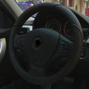 Black Microfiber Leather Car Steering Wheel Cover 38cm Anti-slip Protector