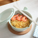 Eco-Friendly Wheat Straw Instant Noodles Bowl with Lid Handle Dinnerware Se