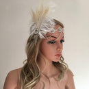 Crystal Rhinestone Feather Headband Hairband Flapper Cocktail Head Wear