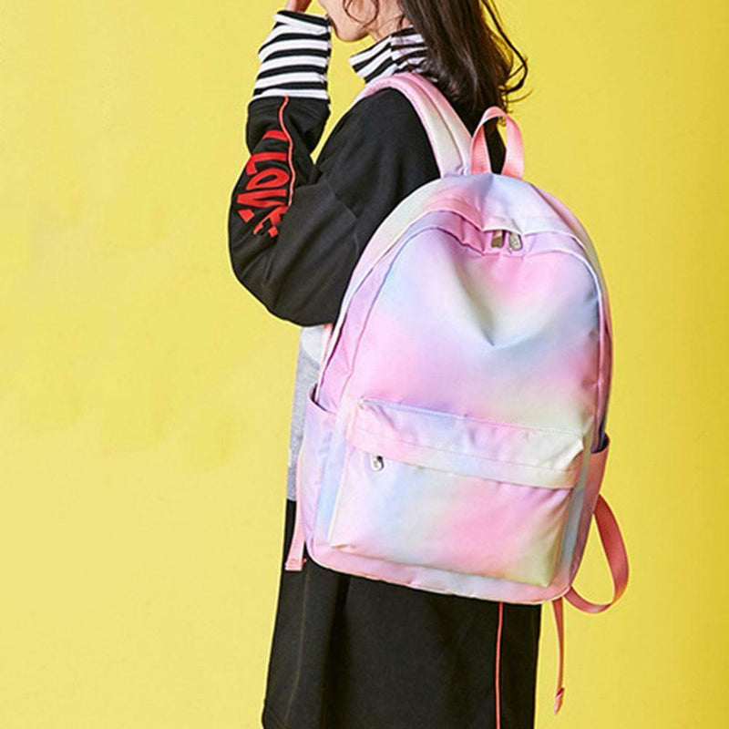 Gradient Women Waterproof Backpacks Girls Travel Big Capacity Shoulder Bags