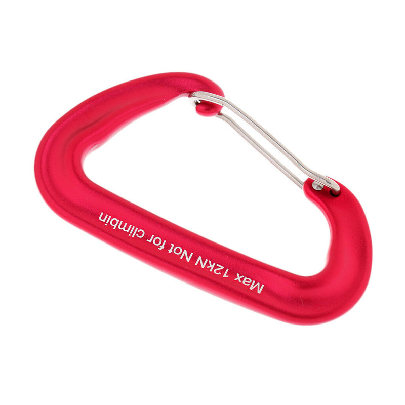 3x Carabiner Clip Aluminum D-Ring Locking Outdoor Wiregate Lock Hook Red