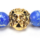 Handmade Lava Rock Bracelet Natural stone Beads Buddha lion Head Agate Beaded JR