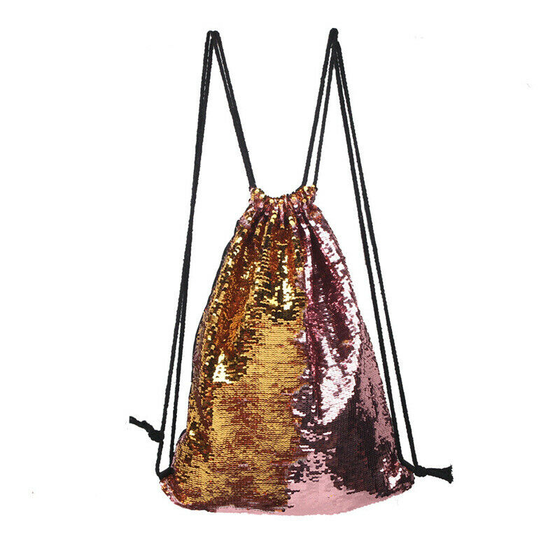 Reversible Sequins Bag twinkling Fashion Backpack Drawstring Backpack Packs U7R4