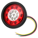 1 Pair 19 Leds Car Rear Tail Lights Round Rubber Stop Brake Lamp For 12V 24