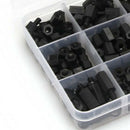 320PCS M4 Nylon Screws Hex Nut Washer Varied Assortment Box DIY Black CMP YFK