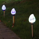 2pcs Steel Solar LED Crackle Lamp Spike Peach Shape Outdoor Landscape Light A