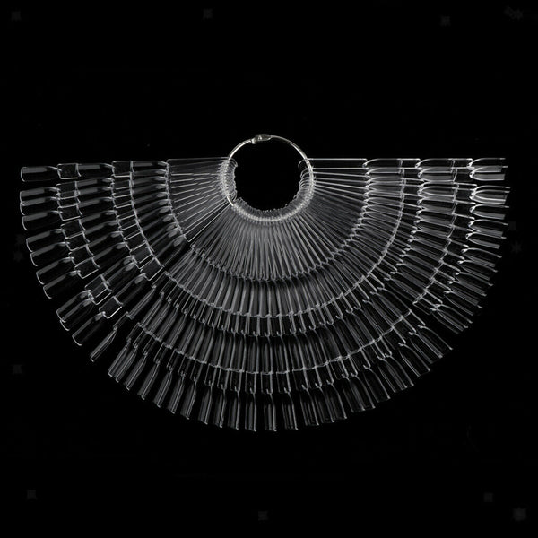 50 Piece Fan-Shaped False Nail Art Polish Gel Display Chart 150 Tips Clear