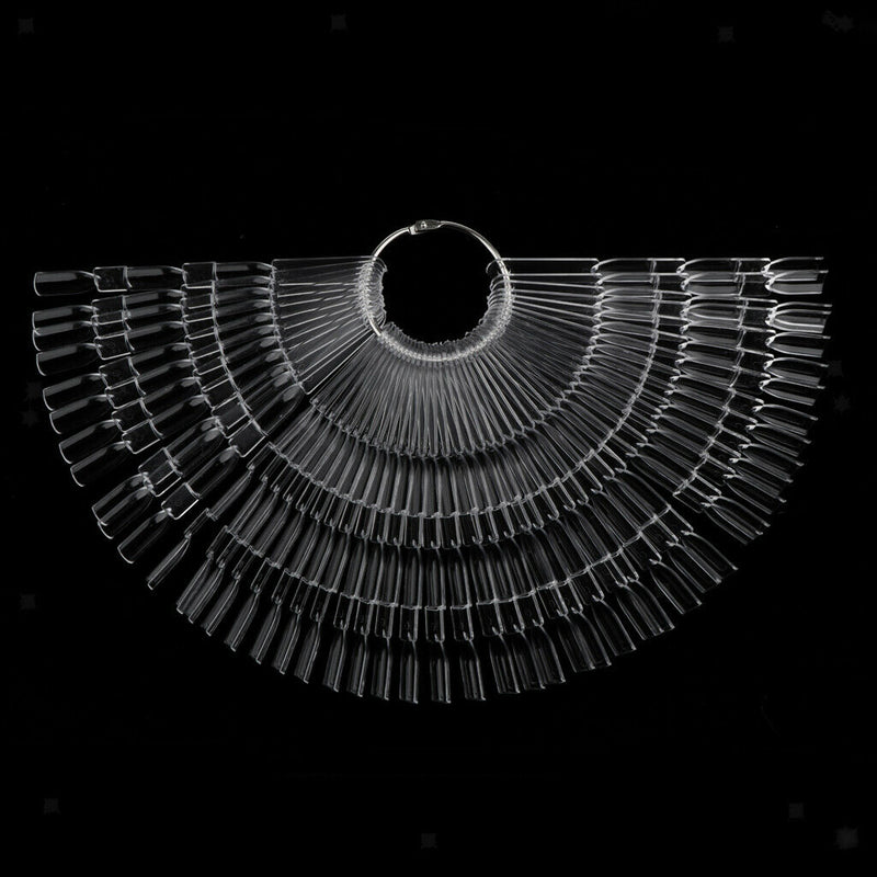 50 Piece Fan-Shaped False Nail Art Polish Gel Display Chart 150 Tips Clear