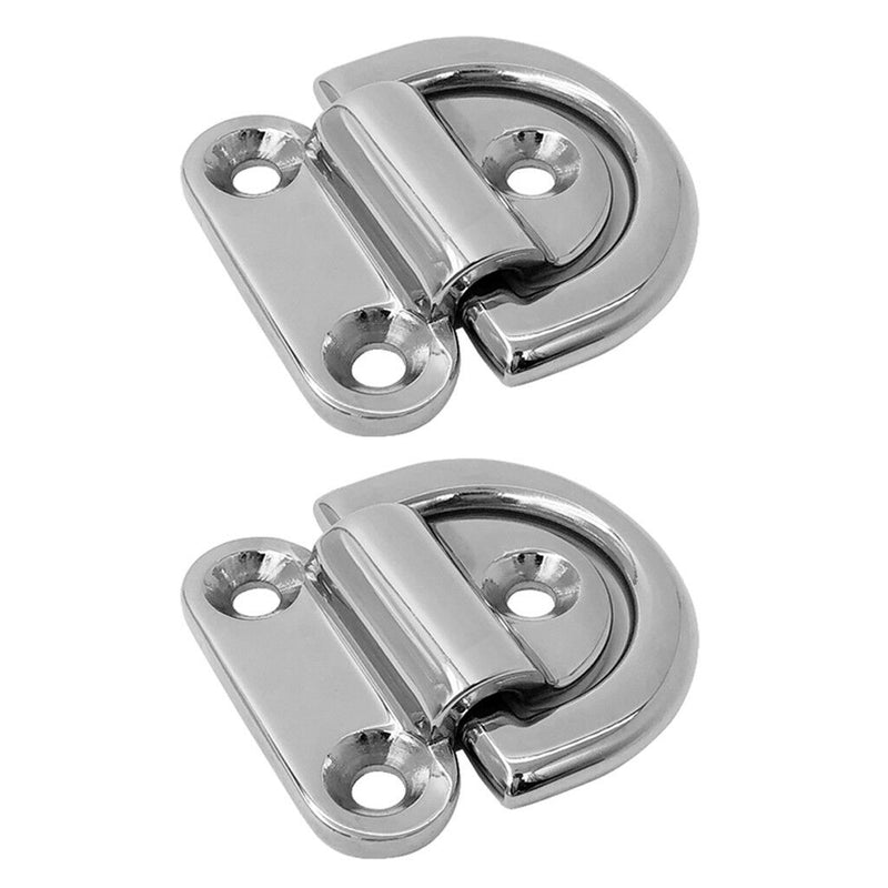 2 Pieces Folding Pad Eye Lashing D Ring Tie Down Anchor Point Marine Trailer