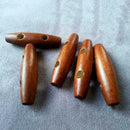 HOT 50pc Olive Shape Wooden Toggles Buttons 2 Holes Buttons Clothes Decor S L9S7