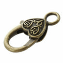 10Pcs Gift Lobster Clasps Heart Bronze Tone 26mmx14mm(1"x4/8")
