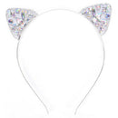 Cat Ears Tiara Headband for Women Hair Rhinestone Princess Hollow Hairband
