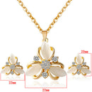 Opal Flower Hollow Out Necklace Earrings Jewelry Sets For Wedding Party YA BX