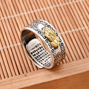 Pixiu Charms Feng Shui Amulet Wealth Lucky Open Adjustable Ring Buddhist Unisex