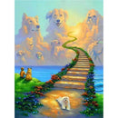 5D Diy Diamond Painting Ladder Scenery Diamond Embroidery Dogs Full Cross S