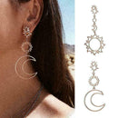 Fashion Star and Moon Earrings Rhinestone Long Pendant Dangle Earrings Jewe I4J1