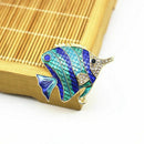 Women Clothing Accessories Grade Tropical Fish Enamel Brooch Rhinestone Pin