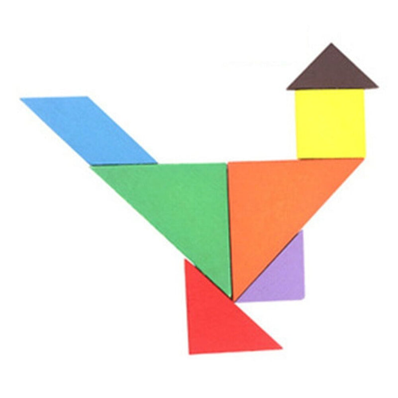 Funny Wooden Tangram Brain Teaser Puzzle Educational Developmental Kids Toy3C