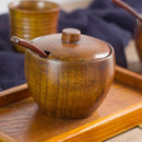 Wood Seasoning Pot Seasoning Bottles with Spoon and Storage Tray Kitchen