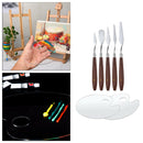 5x Painting Knives with 2x Clear Round Palette Board Household DIY Oil Painting