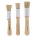 3x Artist Round Wood Handle Bristle Oil Watercolor Acrylic Paint Stencil Brushes