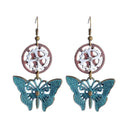 Women Steampunk Gear Earrings Butterfly Drop Ear Hook Punk Ethnic Jewelry