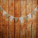 Linen Burlap Fabric Bunting Banner Lace Flowers Flag Pennant Banner Wedding