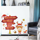 Merry Christmas Window Stickers Deer Signs Removable Adhesive Wall Posters A
