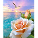 DIY Room Diamond Painting 5D Full Round Drill Flowers on Sea Picture Kit