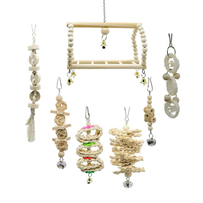 14 x Wooden Toys with Bell for Medium Parrots and Birds Like Amazon, African