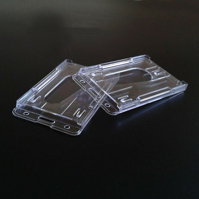 2 -Pack ID Badge Holder Hard Plastic Card Holders Vertical