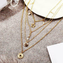 Boho Women Multi-layer Pentagram Cross Pendant Pattern Jewelry Necklace Cho I9B7