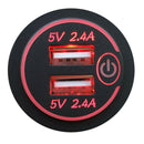 4.8A Dual USB Charger Socket with Touch Switch + 2 Terminals for Car Motorcycle