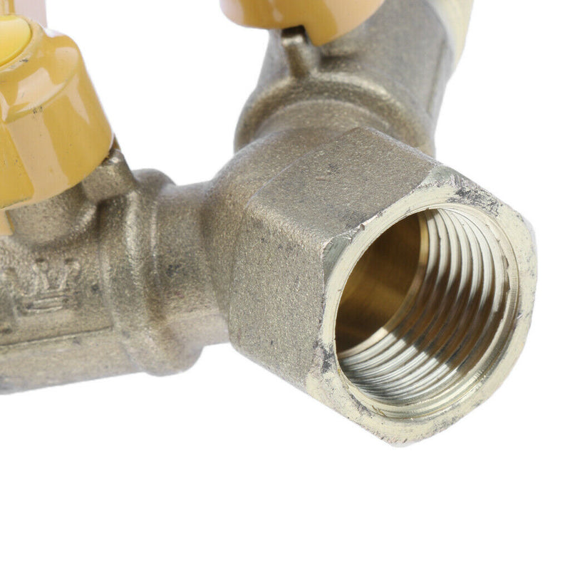 1/2 inch Propane Y Splitter Quick Connect Tee Adapter Fitting with Valve for RV