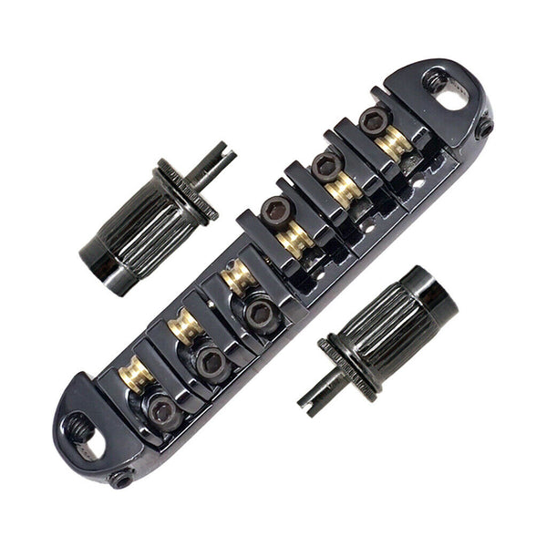 1 Set Roller Saddle Locking Bridge with Studs for Les Paul LP Guitar Black