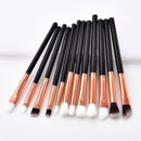 12pcs Flat Eyeshadow Lip Makeup Brushes Kit Eyebrow Brush Cosmetic Tool Set