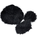 3 Black Wool Plush Warm Car Steering Wheel Cover Handbrake Gear Cover Cap Winter
