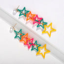Multi-Color Exaggerated Stars Tassel Earrings Ladies Hollow Five-Pointed St