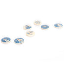 10PCs Natural Wooden Round Buttons Blue Nautical Design Sewing Accessories C8