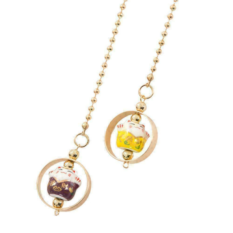 1*Car Rear View Mirror Hanging Decoration Lucky Cat Pendant Auto Car Access L6U2