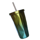 Stainless Steel Tumbler Water Coffee Bottle Drink Cup w/ Straw 500ml Yellow