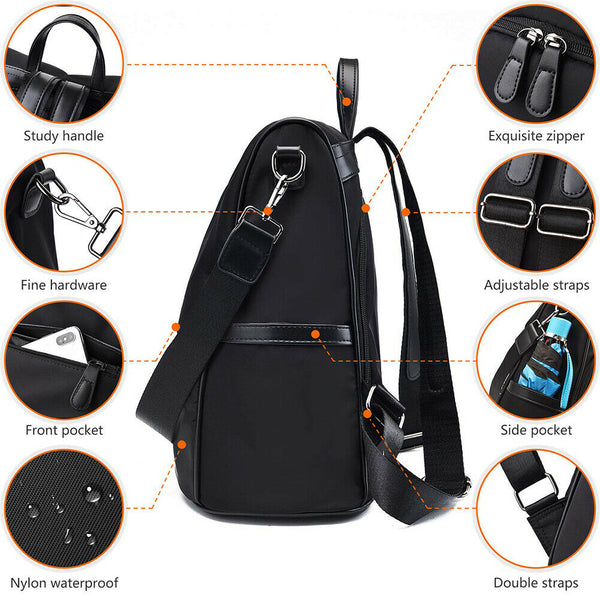 Waterproof Women Backpack Capacity Oxford Cloth Storage Anti Theft Solid