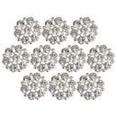 10pcs Alloy Rhinestone Flower Buttons for DIY Bridal Wedding Embellishments