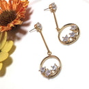 Crystal Earrings Round Star Earrings Wedding Party Dangle Pendant Earrings