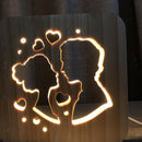 Creative Wooden Carving LED Desk Lamp USB Charging Port Night Light for Wedding